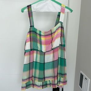 Plaid tie back peplum cami